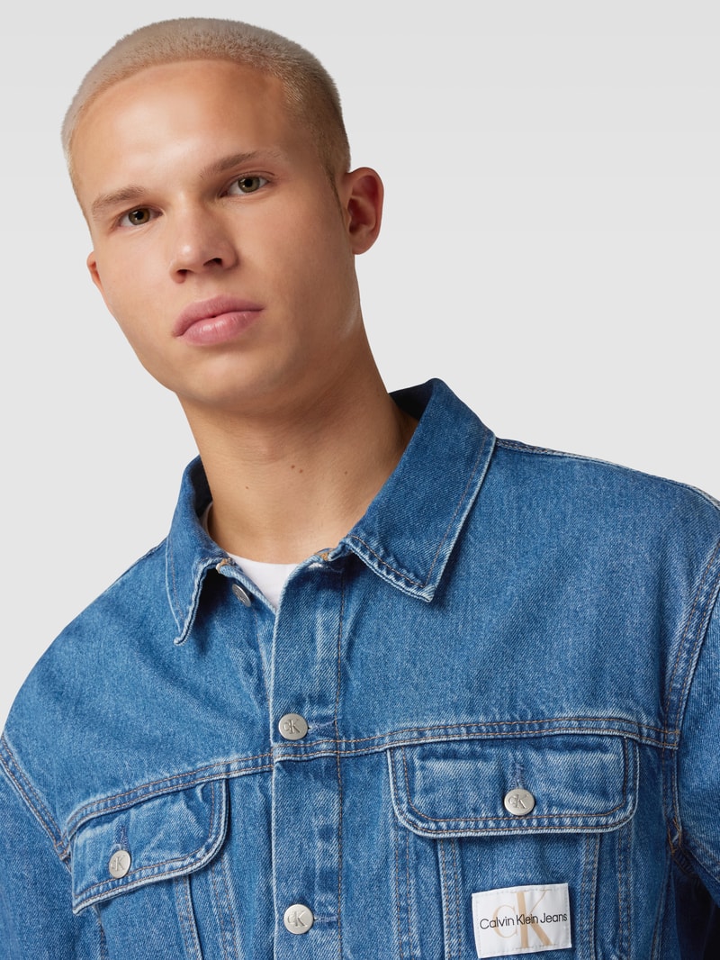 Jeansjacke mit Label-Patch in jeans