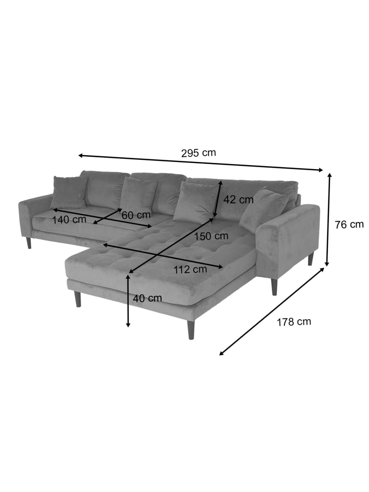 MCW Ecksofa 3-Sitzer J54, Samt blau günstig kaufen onesize