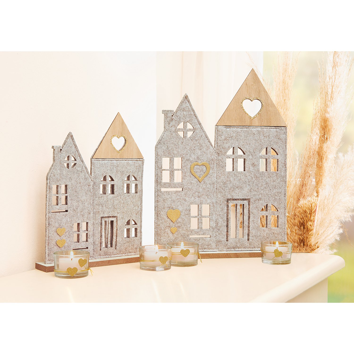 Deko-Haus zum Stellen aus Filz, 15 x 4 x 23 cm