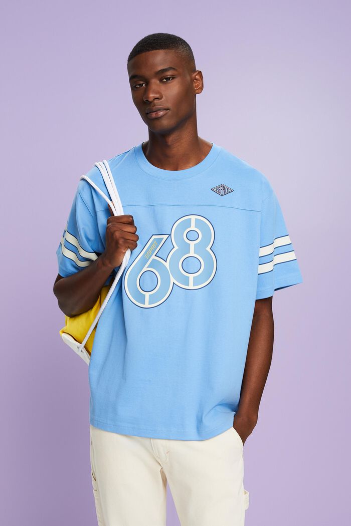 T-Shirt mit grafischem Print und Streifen am Ärmel
