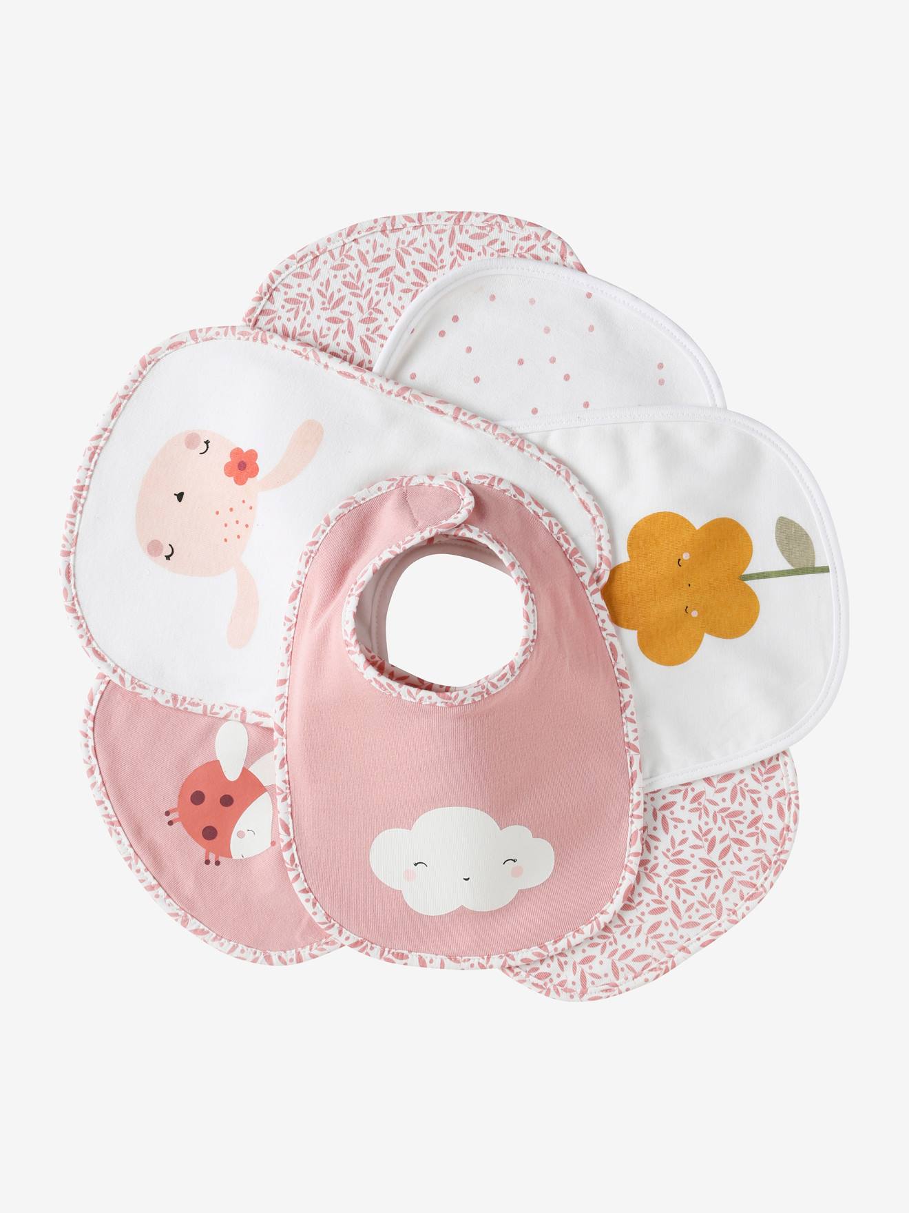 Vertbaudet Bio-Kollektion: 7er-Pack Baby-Lätzchen, Klett - pack grün lovely nature