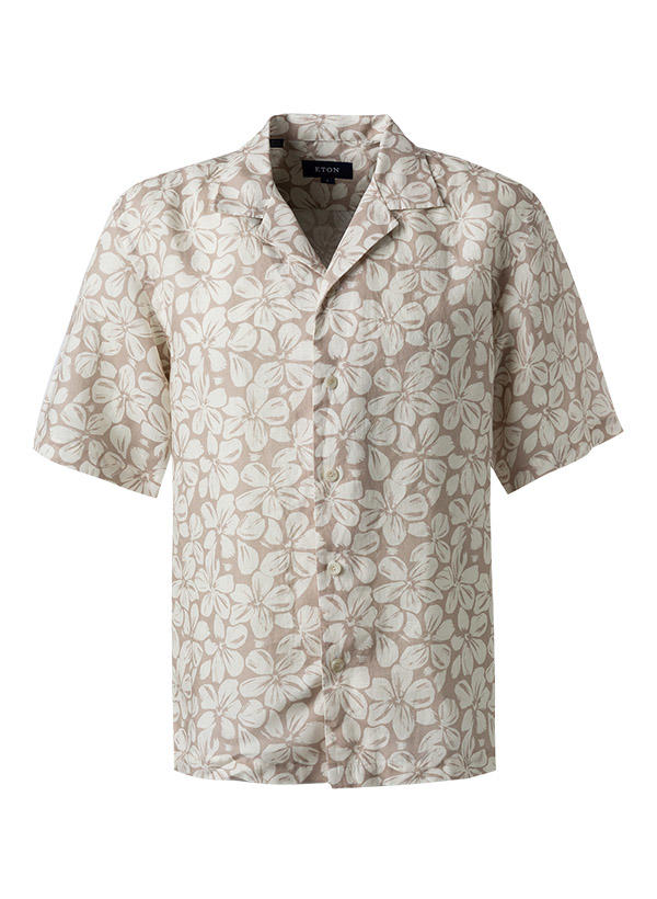 ETON, Kurzarmhemd, Reines Leinen, hellbeige floral