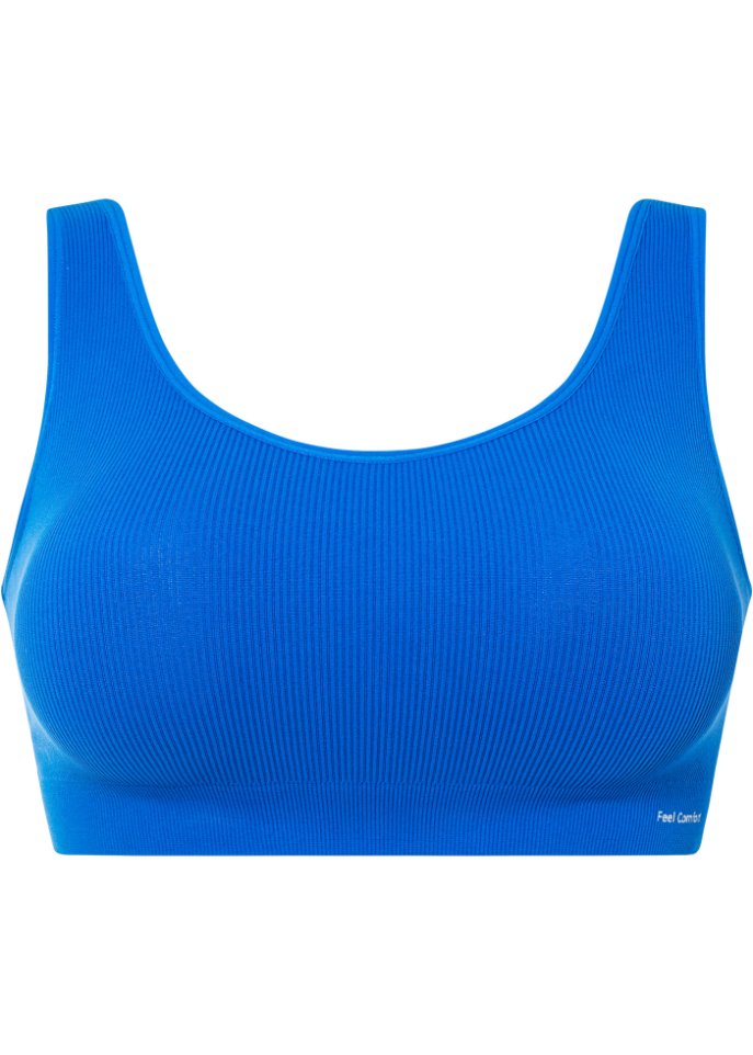 Geripptes Feel Comfort Seamless Bustier mit Spitze