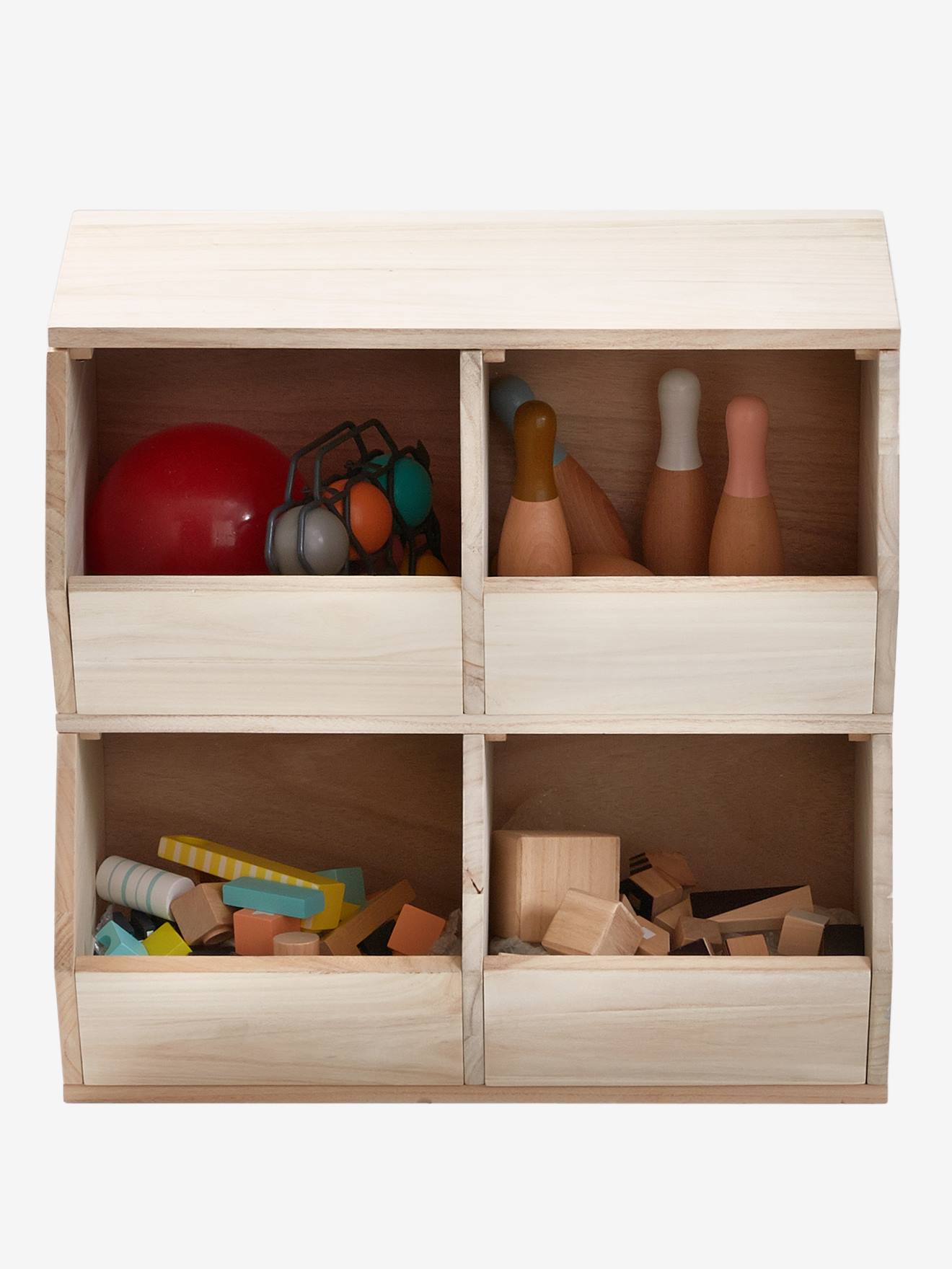 Vertbaudet Kinderzimmer Regal TOYS, 4 Fächer - natur