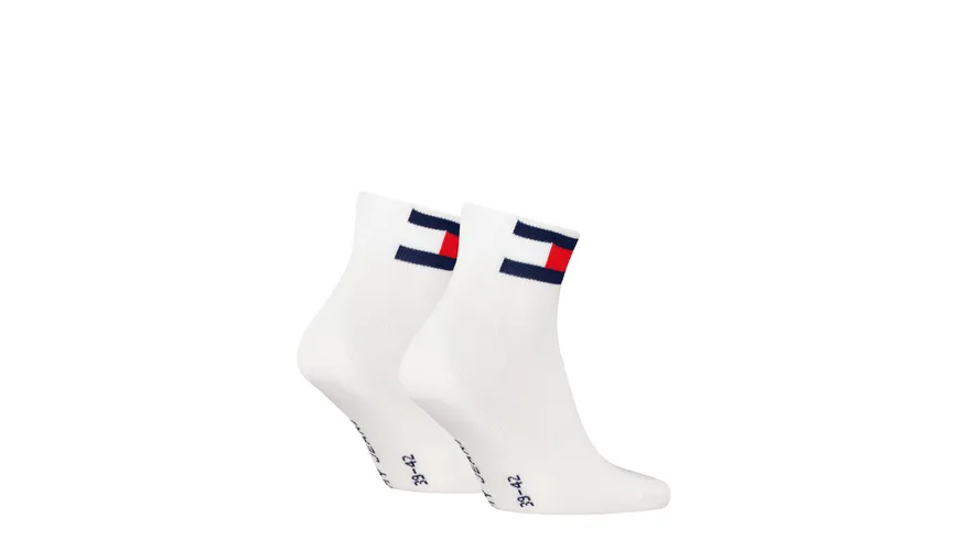 TOMMY HILFIGER Unisex Socken Quarter TJ Flag 2er Pack white