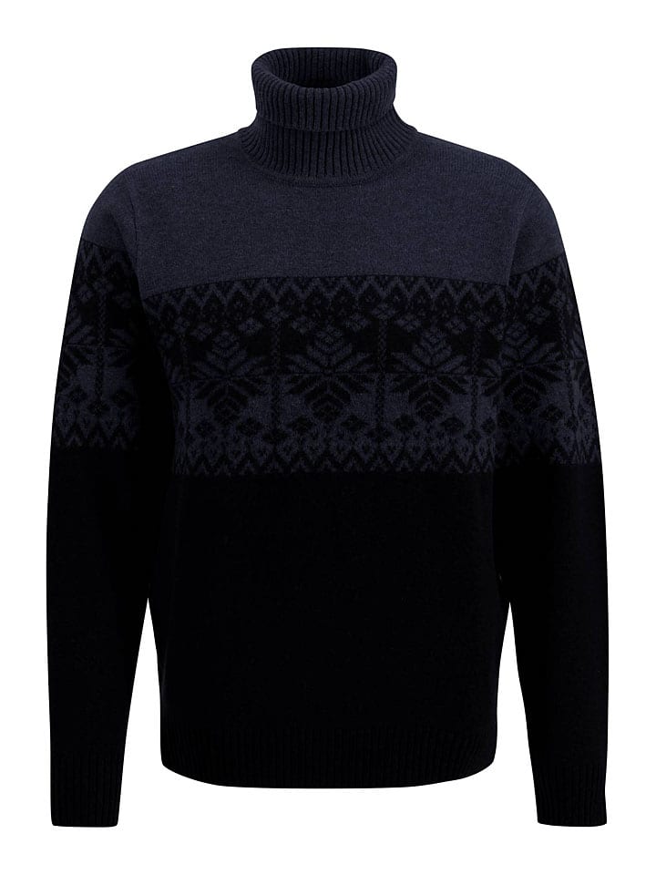 FYNCH-HATTON Wollrollkragenpullover in Schwarz/ Dunkelblau günstig kaufen