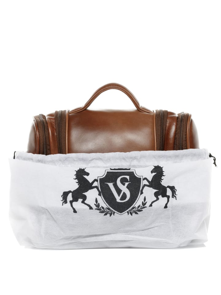 SID & VAIN Leder-Kulturbeutel echt Leder Kulturtasche zum Aufhängen groß hell-braun in braun günstig kaufen onesize