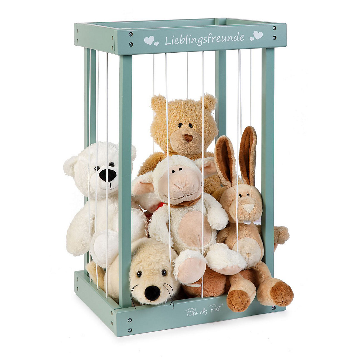 Plüschtier-Box aus Holz zur Aufbewahrung von Kuscheltieren (Salbeigrün)