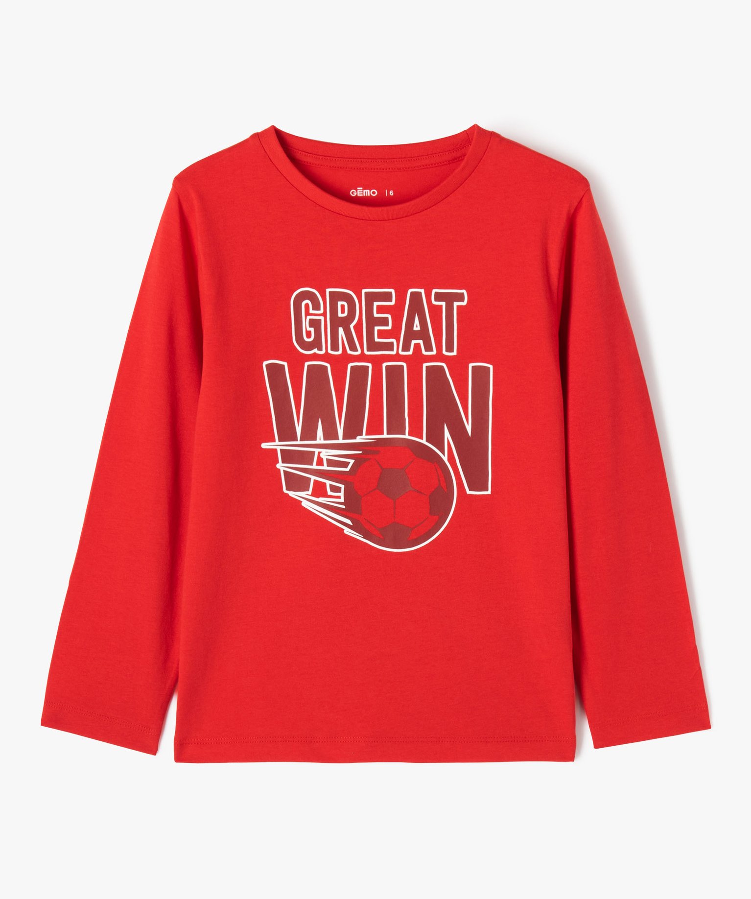 Tee-shirt à manches longues avec motif XXL Garçon rouge | GEMO