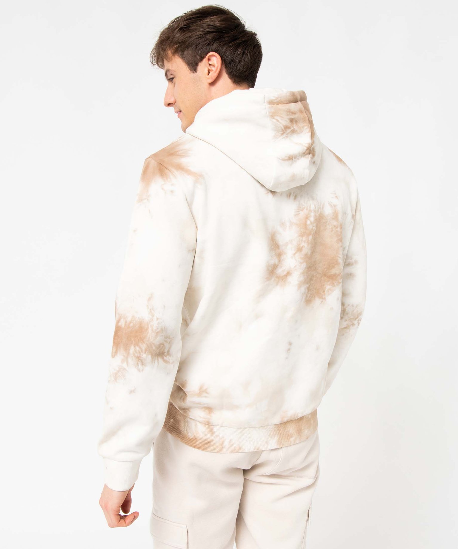 Sweat homme tie-and-dye à capuche beige | GEMO