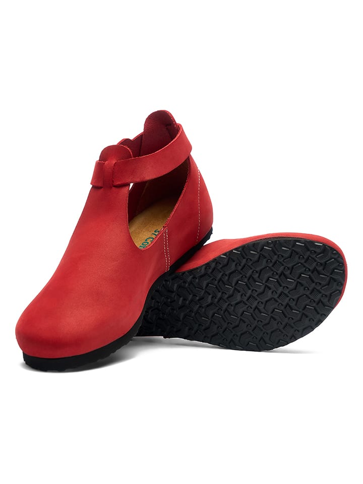 Comfortfusse Leder-Ballerinas in Rot günstig kaufen