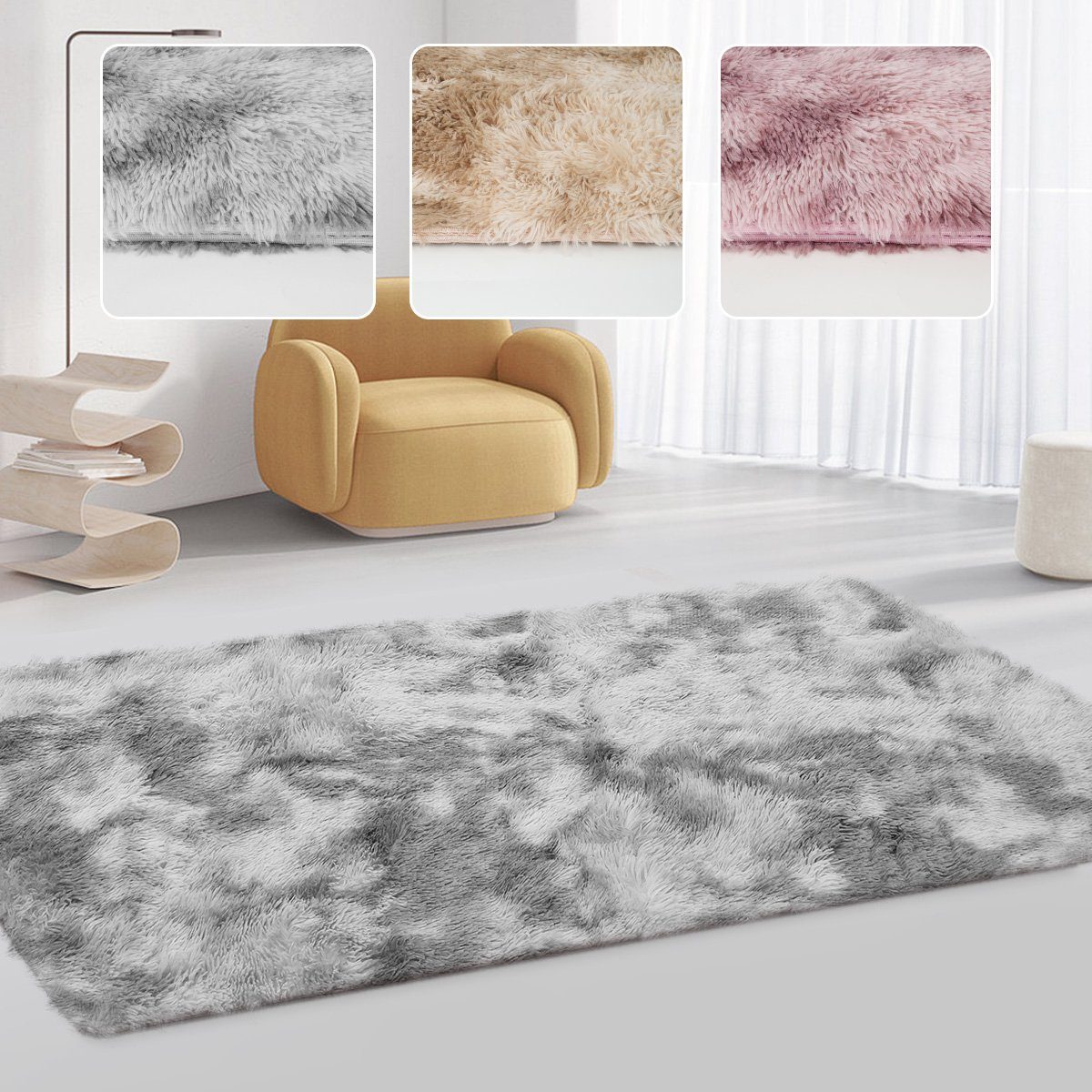 Langflor-Teppich Superweicher flauschiger moderner Schlafzimmerteppich, Fuzzy Teppiche, 7Magic, rechteckig, Höhe: 37 mm, B 60cm x L 90cm