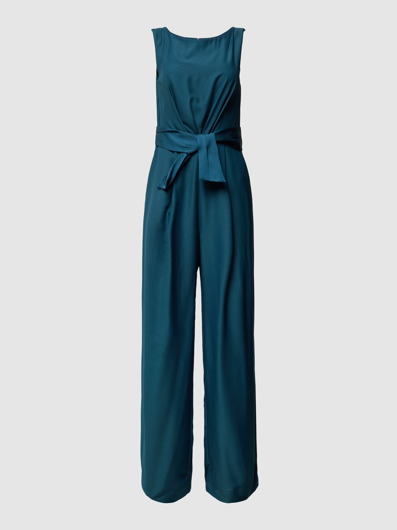 Jumpsuit mit Taillengürtel in bottle meliert
