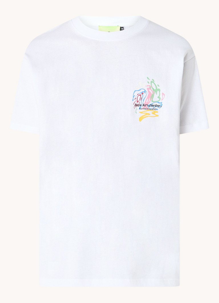 Ny Amsterdam Surf Association T-skjorte med logo og trykk på ryggen