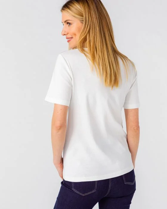 Tee-shirt encolure brodée