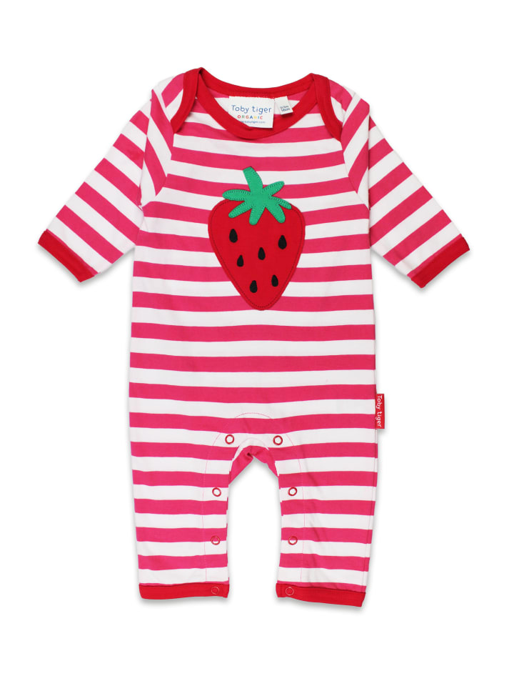 Toby Tiger Strampler mit Erdbeer Applikation in rosa günstig kaufen