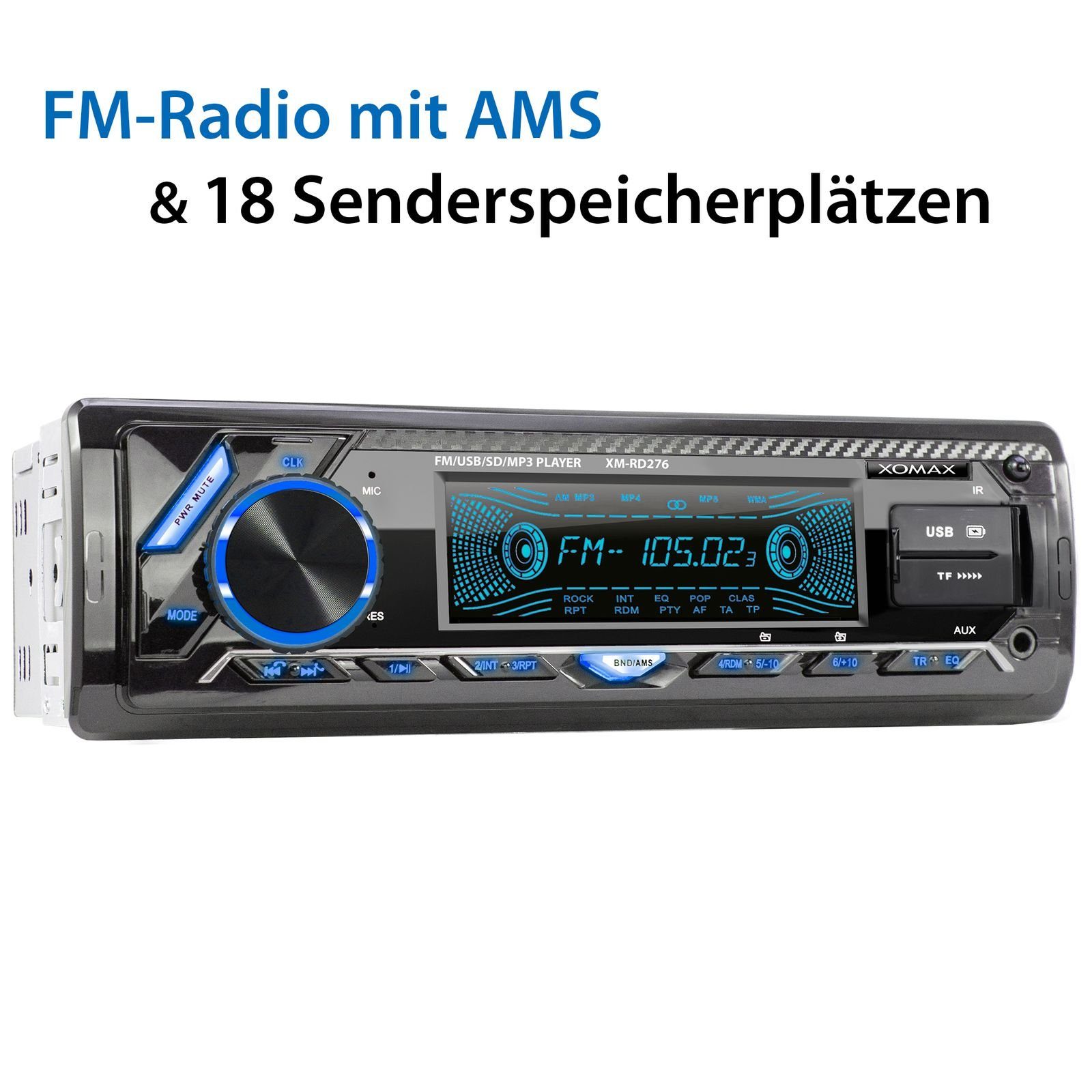 XOMAX XM-RD276 Autoradio mit DAB+ plus, Bluetooth, 2x USB, SD, AUX, 1 DIN Autoradio