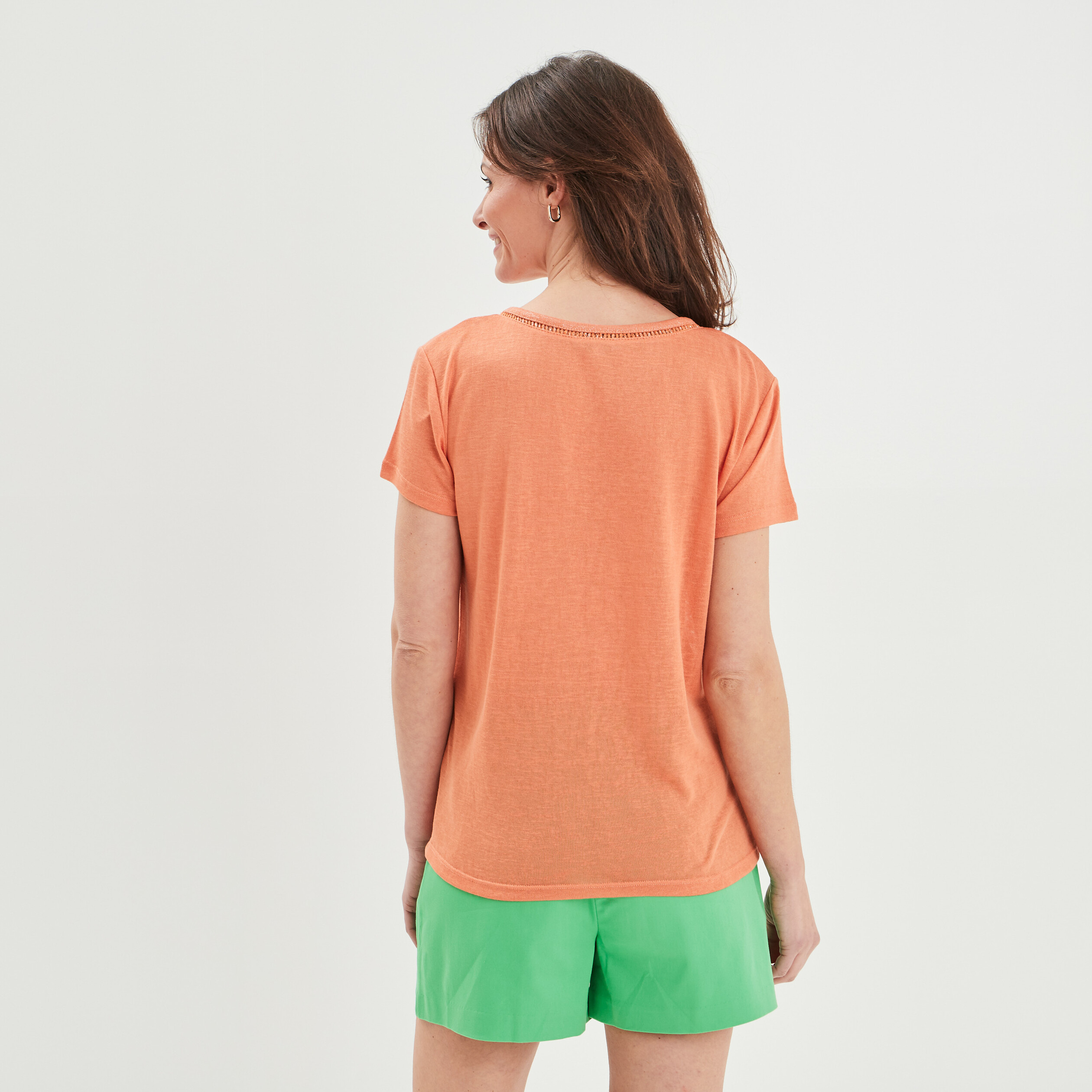 T-shirt à manches courtes orange corail femme | La Halle