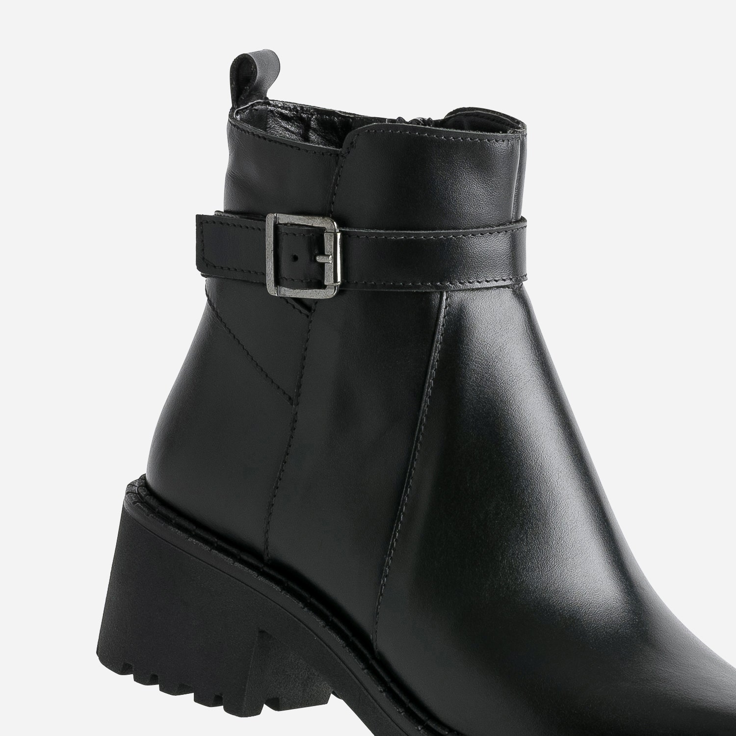 Boots éco-conçu noir cuir à semelle crantée