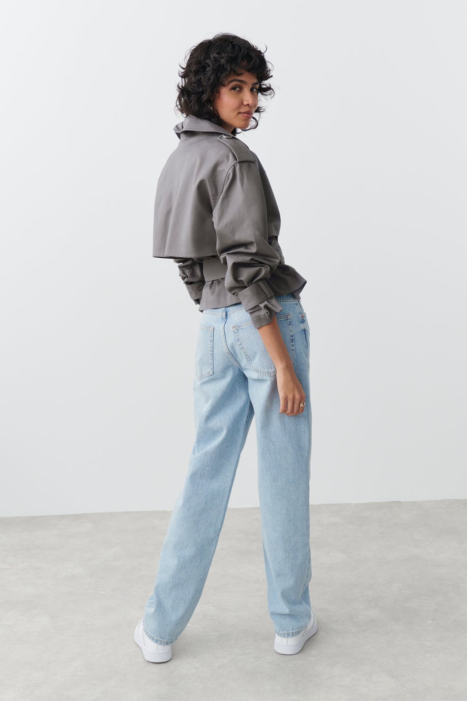 Cropped trench coat