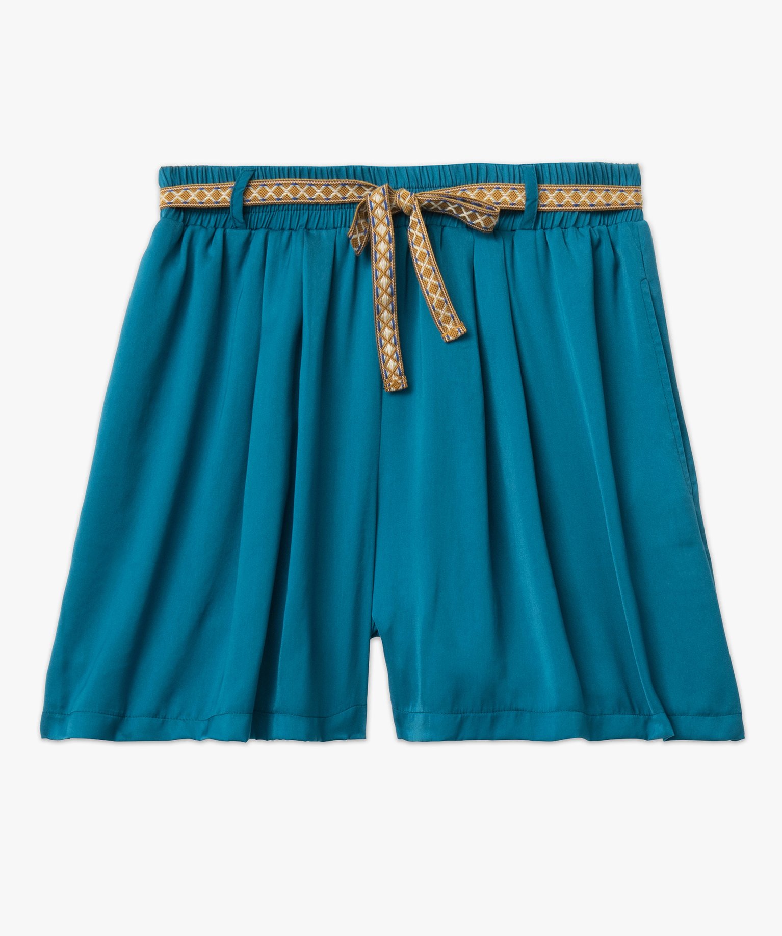 Short ample en matière satinée femme bleu | GEMO
