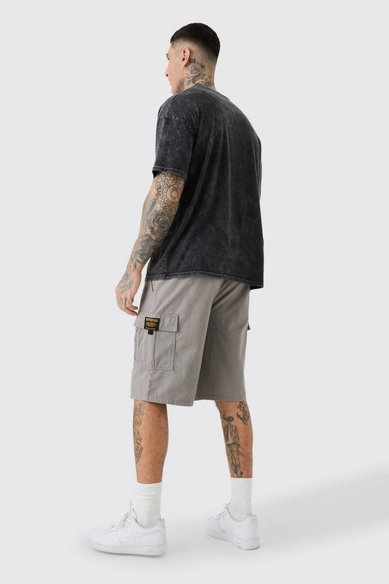 Tall lockere Twill Cargo-Shorts mit Reißverschluss-Detail