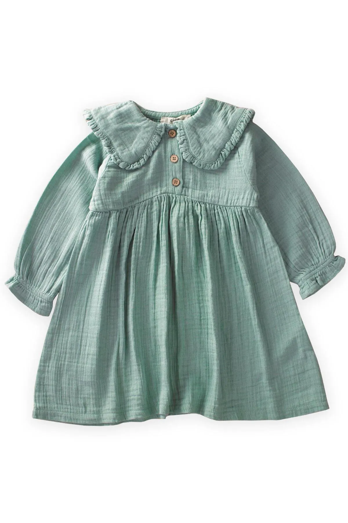Cigit  Saisonales Kleid mit Kragen, 2–10 Jahre, Mintgrün