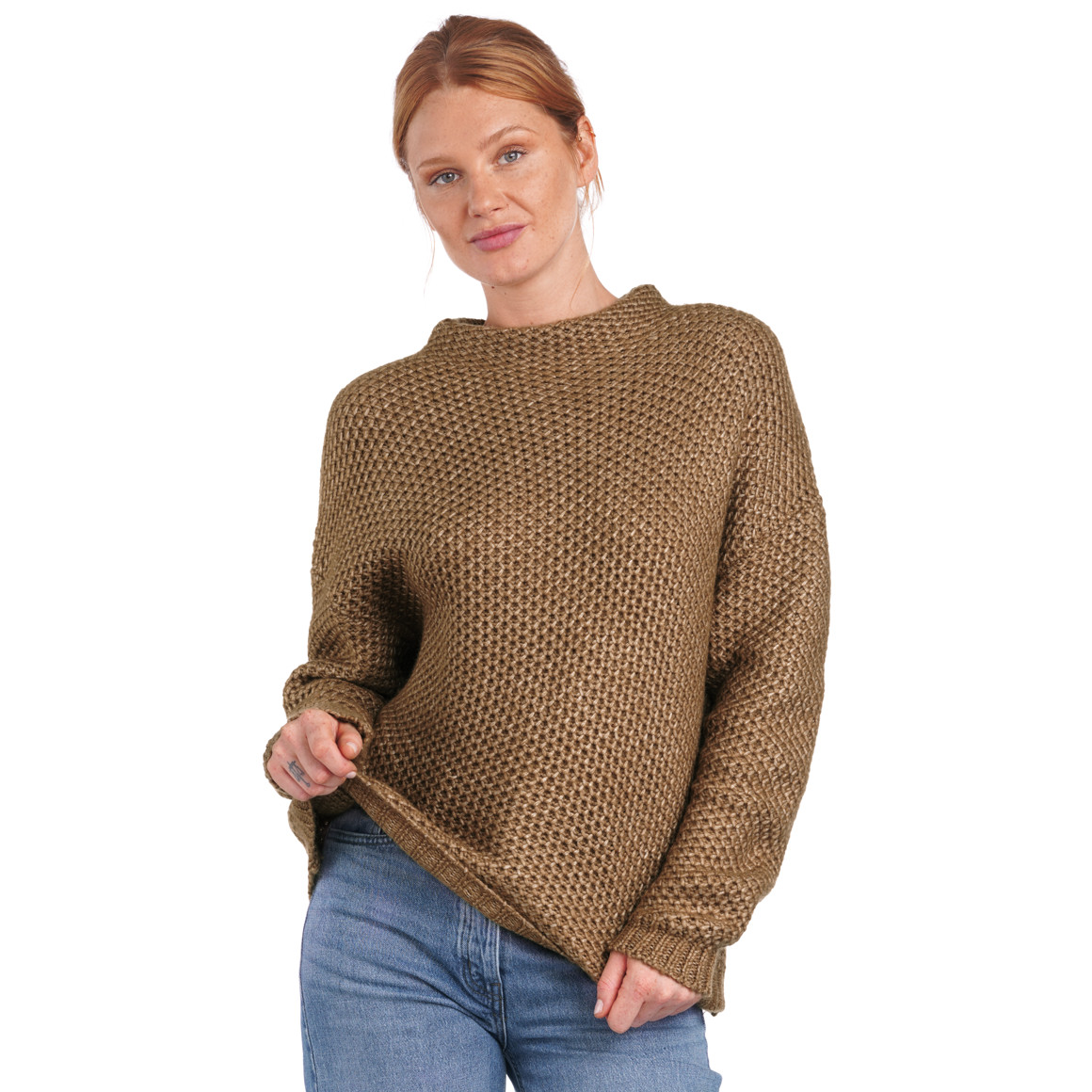 Damen Strickpullover mit Stehkragen