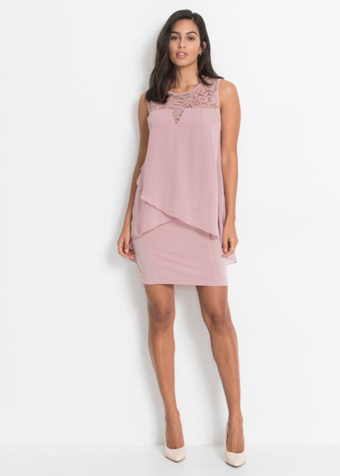 Jerseykleid mit Chiffon