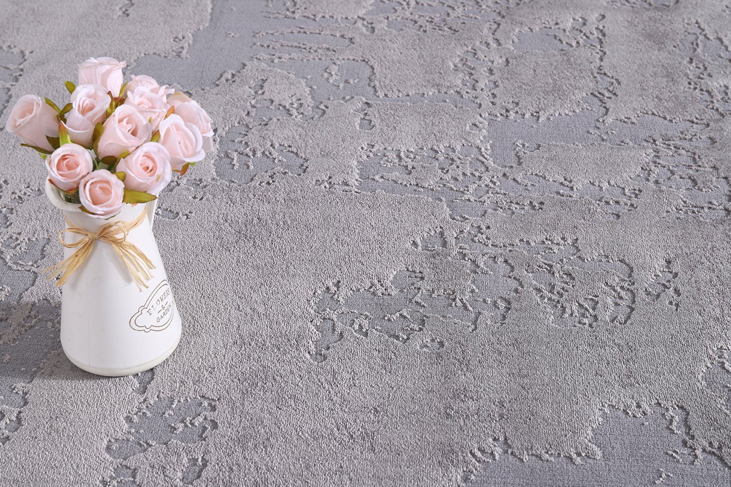 Designteppich Teppich Wohnzimmer Designer Teppich abstrakte modern Grau-Grau, Carpetilla, Rechtekig, Höhe: 13 mm, Wohnzimmer, Esszimmer, Schlafezimmer, Kinderzimmer