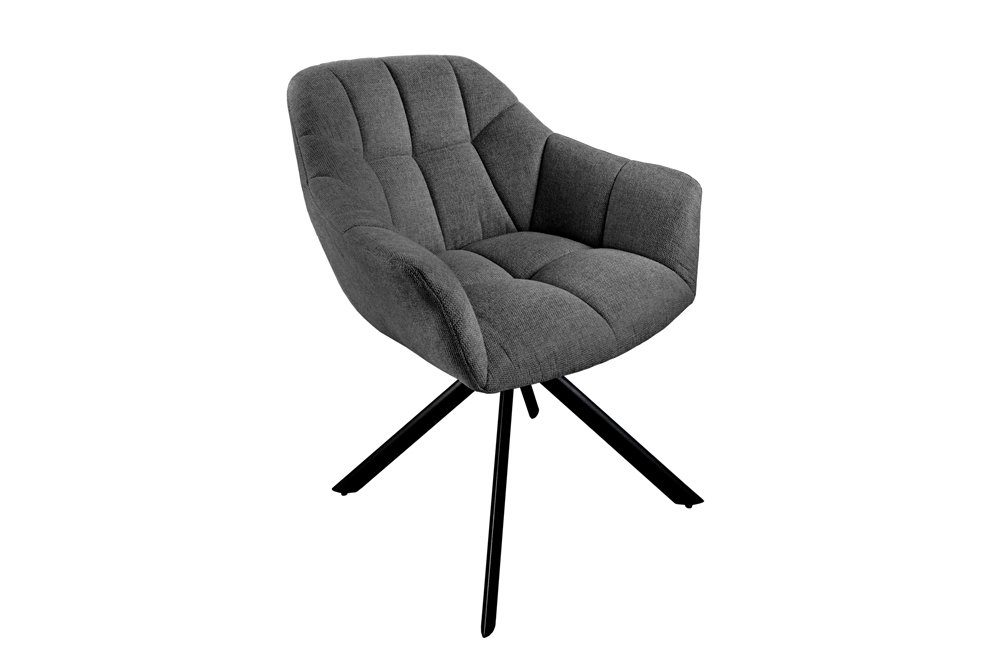 riess-ambiente Polsterstuhl PAPILLON anthrazit / schwarz (Einzelartikel, 1 St), Esszimmer · Stoff · Metall · Armlehne · drehbar · Modern Design