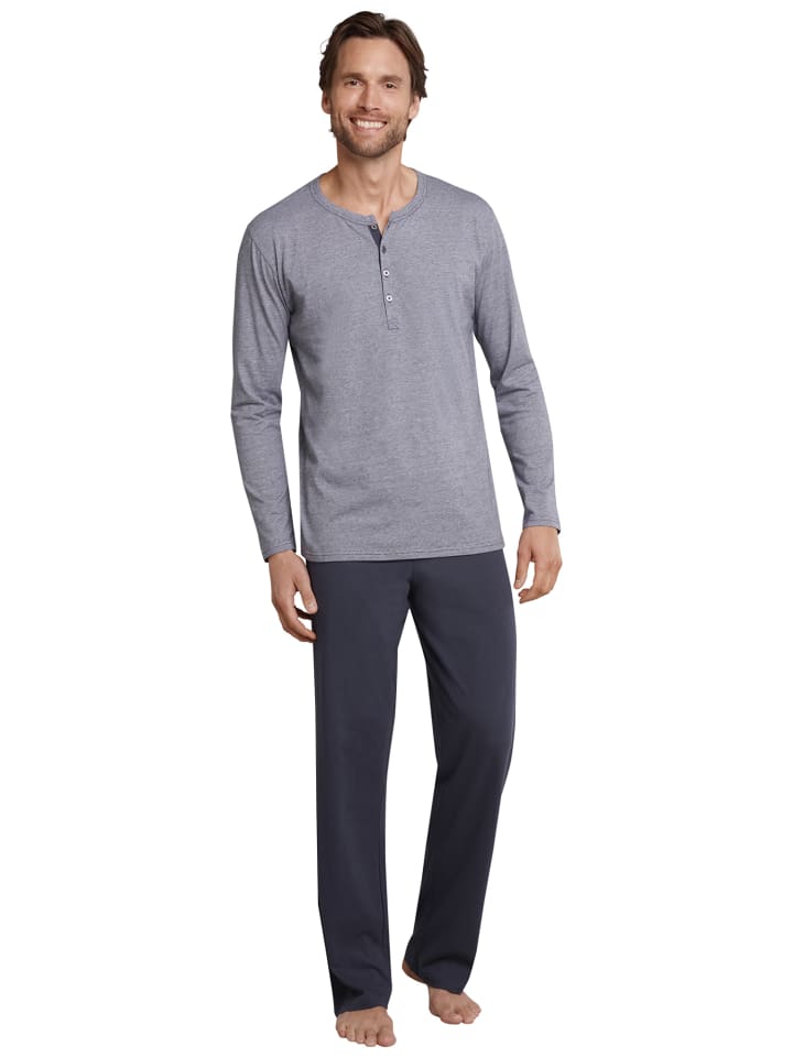 Schiesser Pyjama Ebony in Anthrazit günstig kaufen