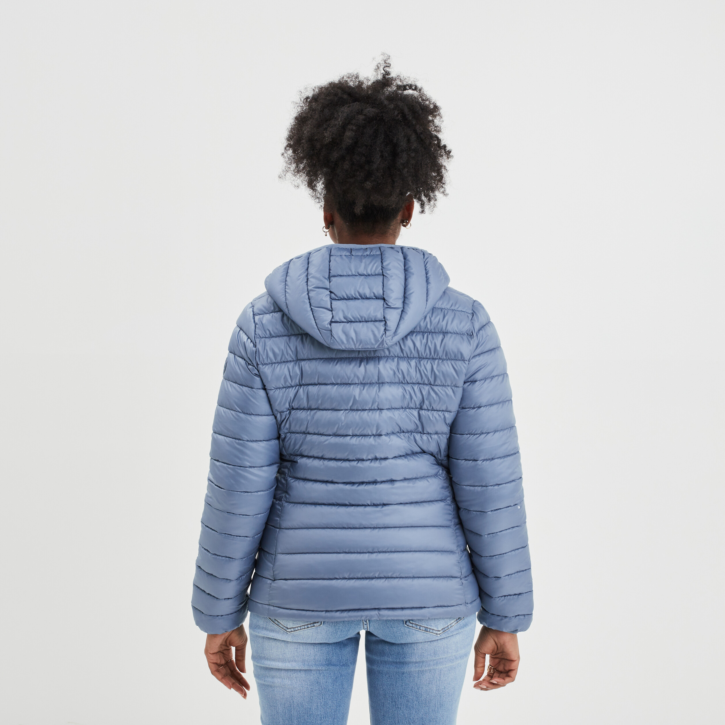 Doudoune légère droite à capuche bleu gris femme | La Halle