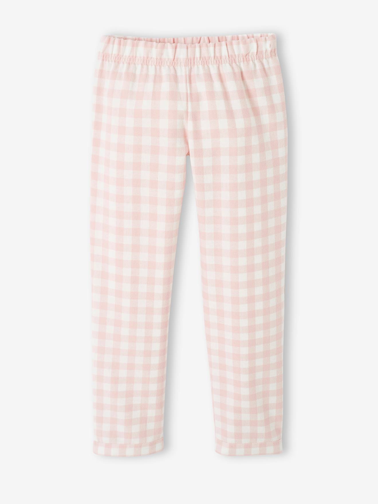 Vertbaudet Mädchen Schlafanzug mit Flanellhose, Regenbogen - rosa