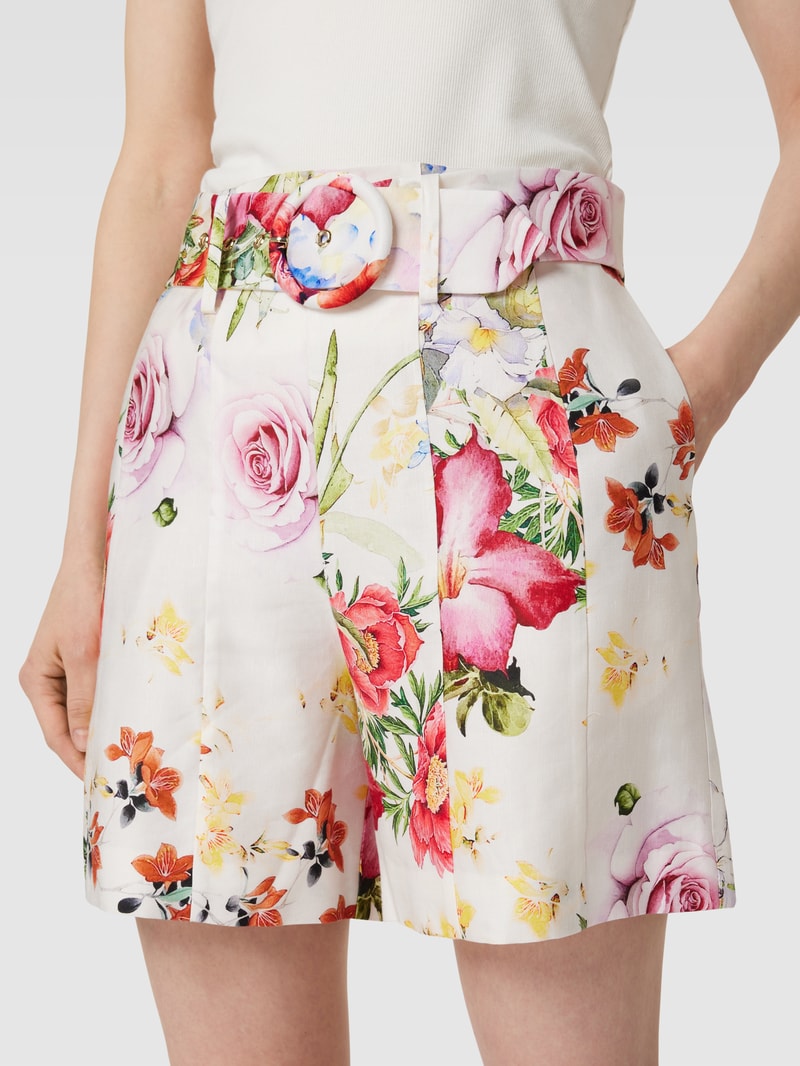Shorts mit Allover-Muster Modell 'GLORIOUS GARDEN' in weiß