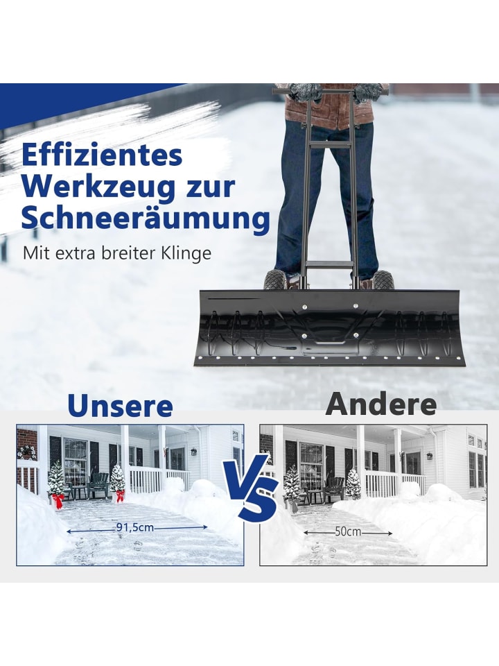 COSTWAY Schneeschaufel mit Rädern in Schwarz günstig kaufen onesize