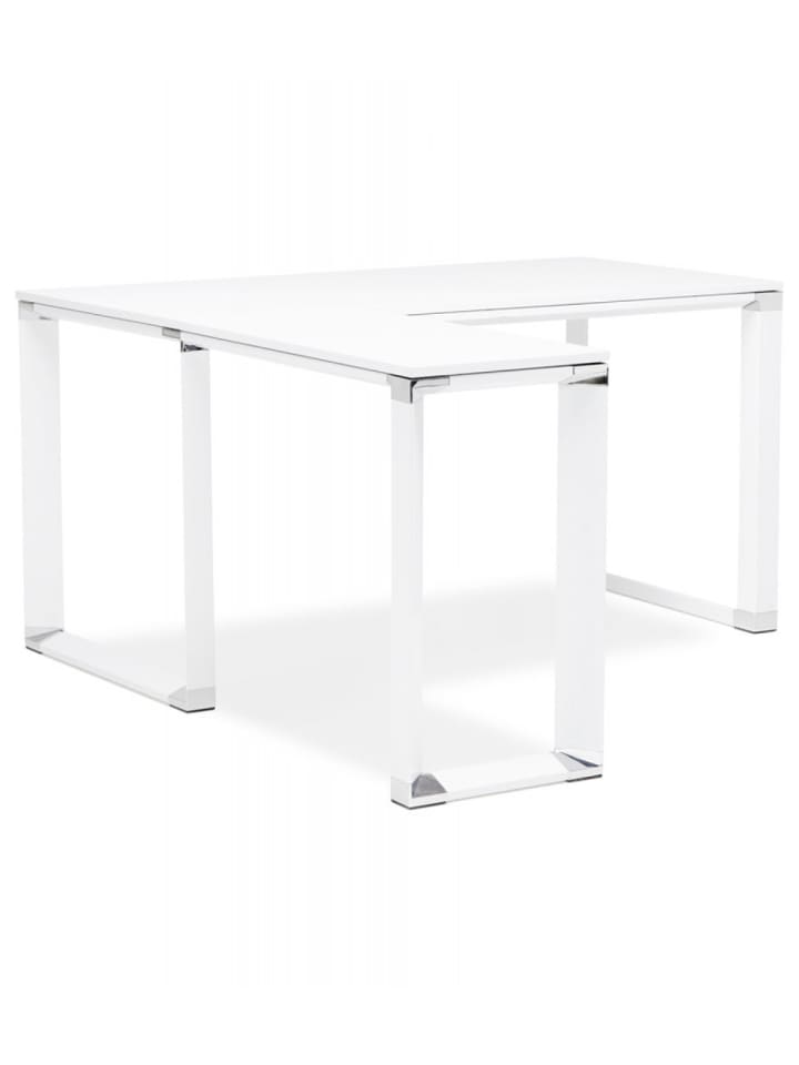 KADIMA DESIGN Eckschreibtisch Holz Metall | Computer Arbeitsplatz weiß in Weiß günstig kaufen
