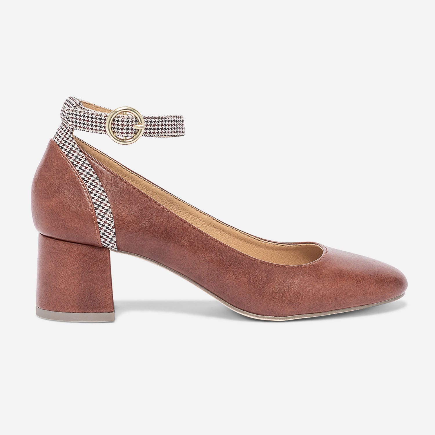Babies cognac avec détails pied-de-poule