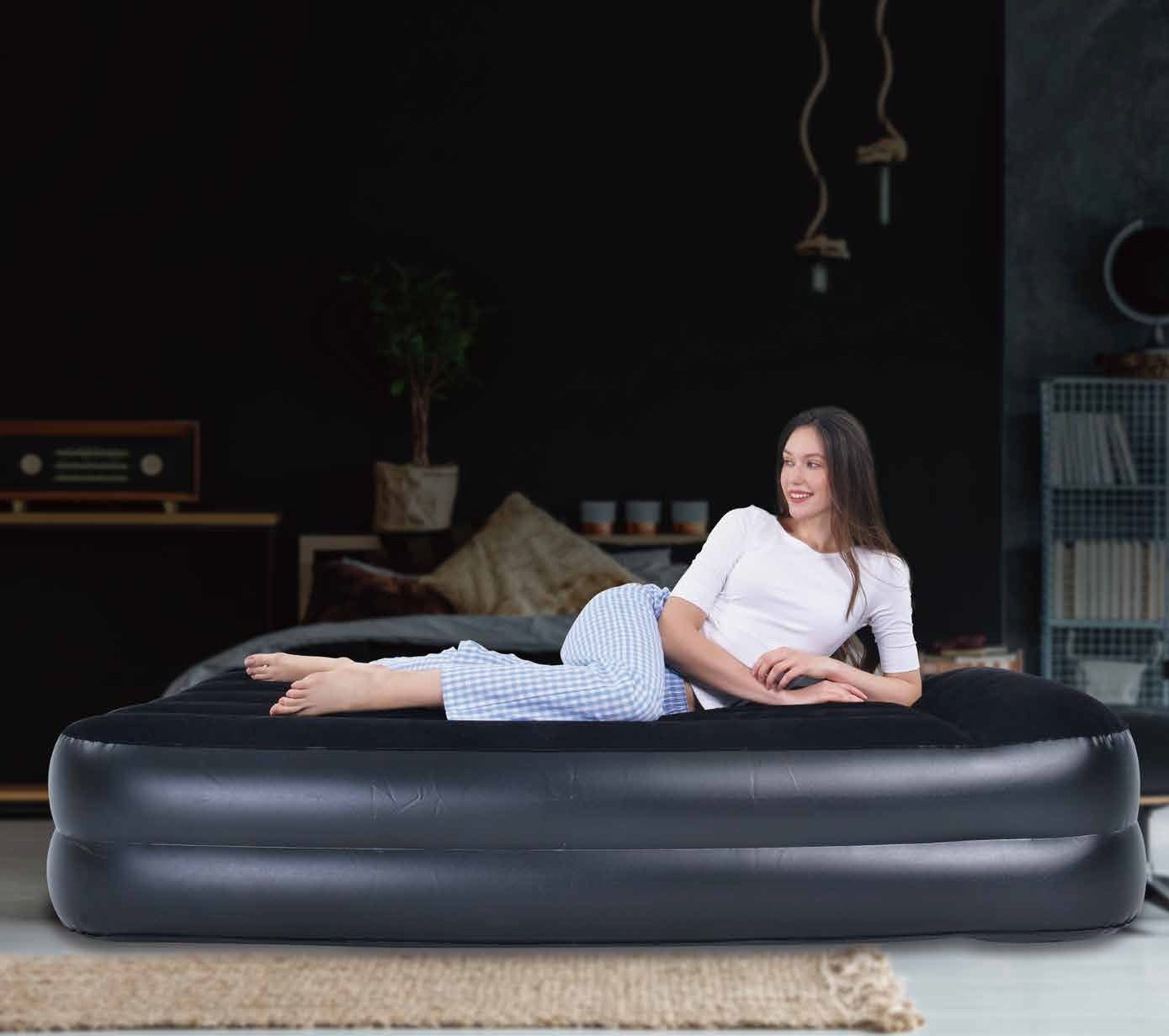 Avenli Luftbett Luftbett mit integrierter Elektropumpe 195 x 96 x 46 cm, (Luftmatratze für 1 Person), mit beflockter Oberfläche