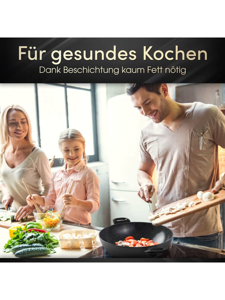 Stoneline Keramik Servierpfanne 28 cm | mit Deckel in Grau günstig kaufen Ø 28 cm