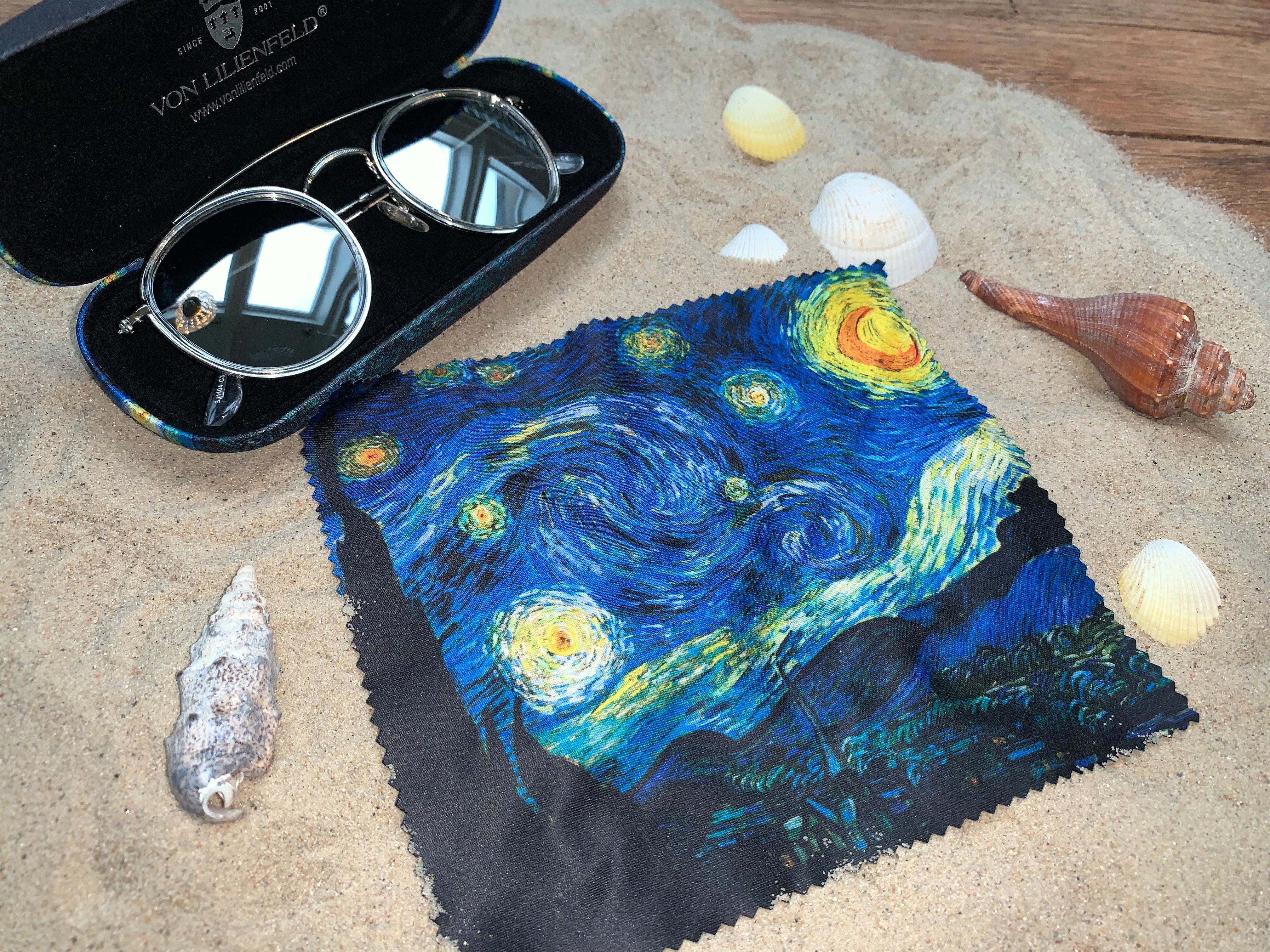 von Lilienfeld Brillenetui VON LILIENFELD Brillenetui Vincent van Gogh: Sternennacht Kunst Motiv Etui Brille Mikrofaser Brillenputztuch Brillenbox Stabiles Hardcase Set mit Stoff bezogen, hochwertiges Putztuch mit demselben Motiv, VON LILIENFELD Logo