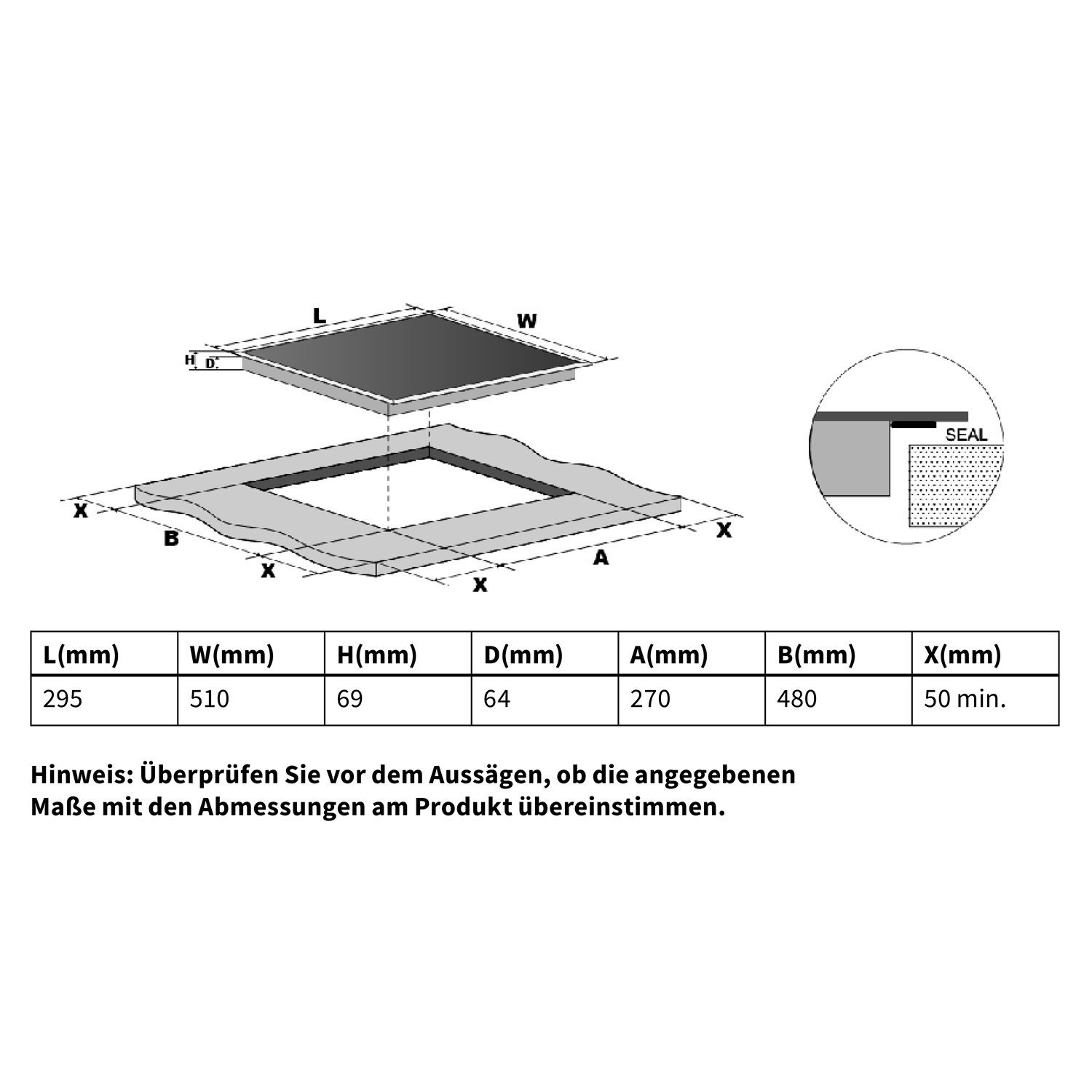 KKT KOLBE Elektro-Kochfeld IND292, 29cm / Autark / 15 Stufen / 2 Zonen / Rahmenlos / Sensortasten & LED