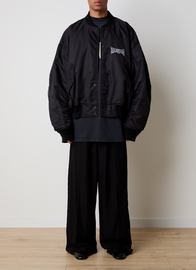 Giacca bomber oversize Balenciaga con logo ricamato