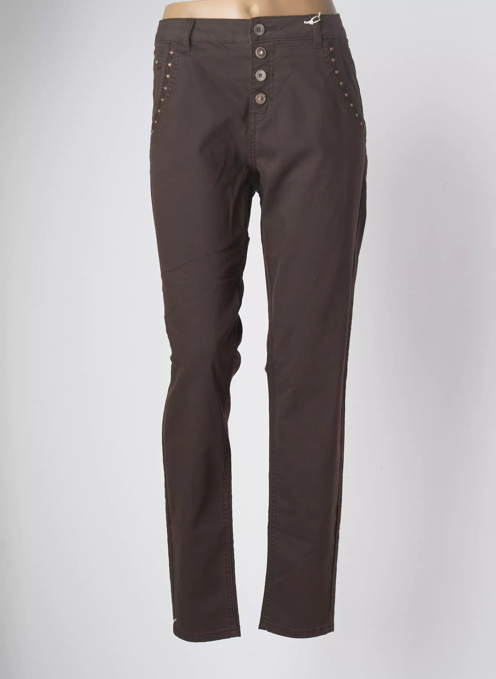 Cream Pantalons Slim Femme couleur marron