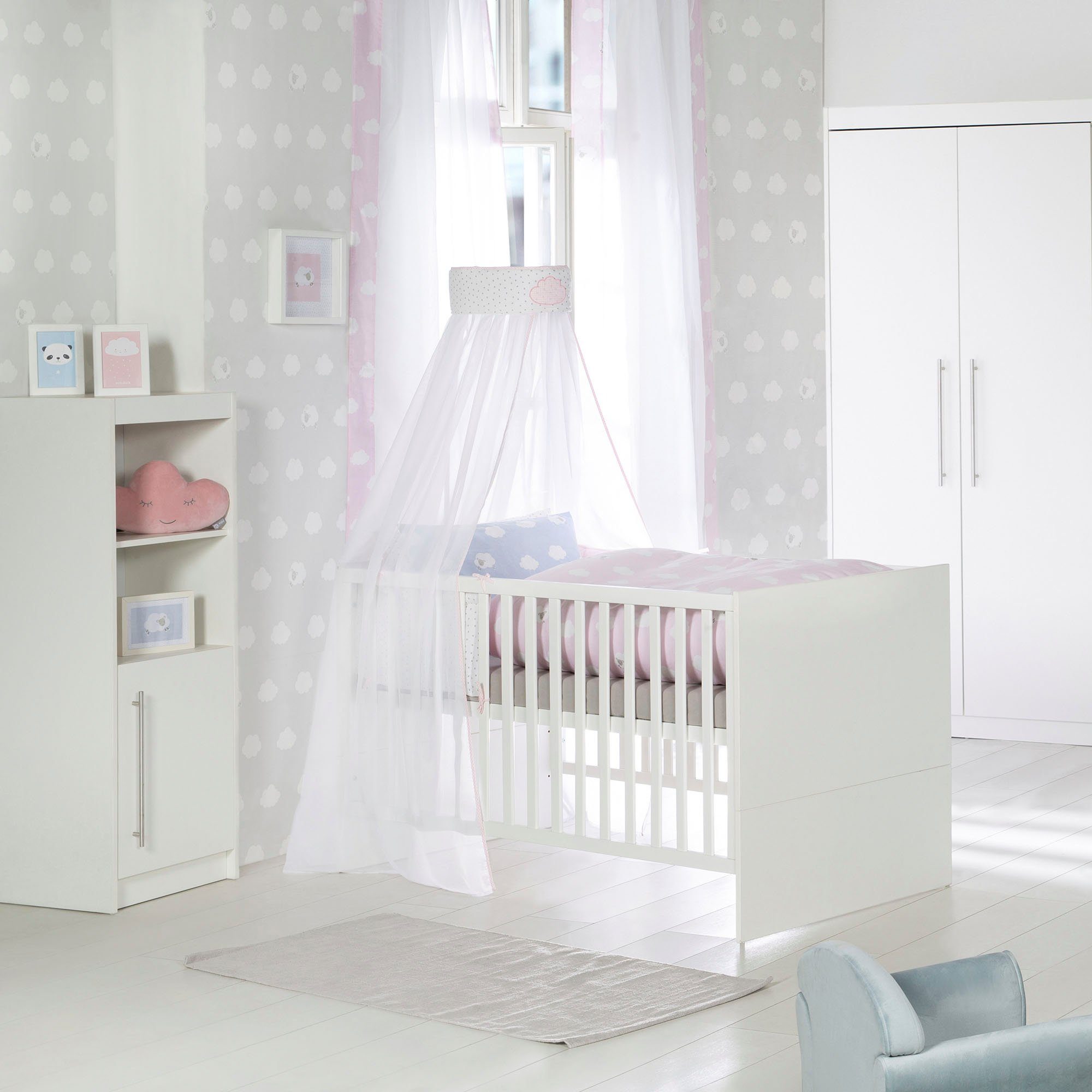roba® Standregal Regal Maren 125 cm hoch - Weiß, modernes Bücher- oder Dekoregal, 2 offene Fächer, 1 Tür mit 2 Fächern
