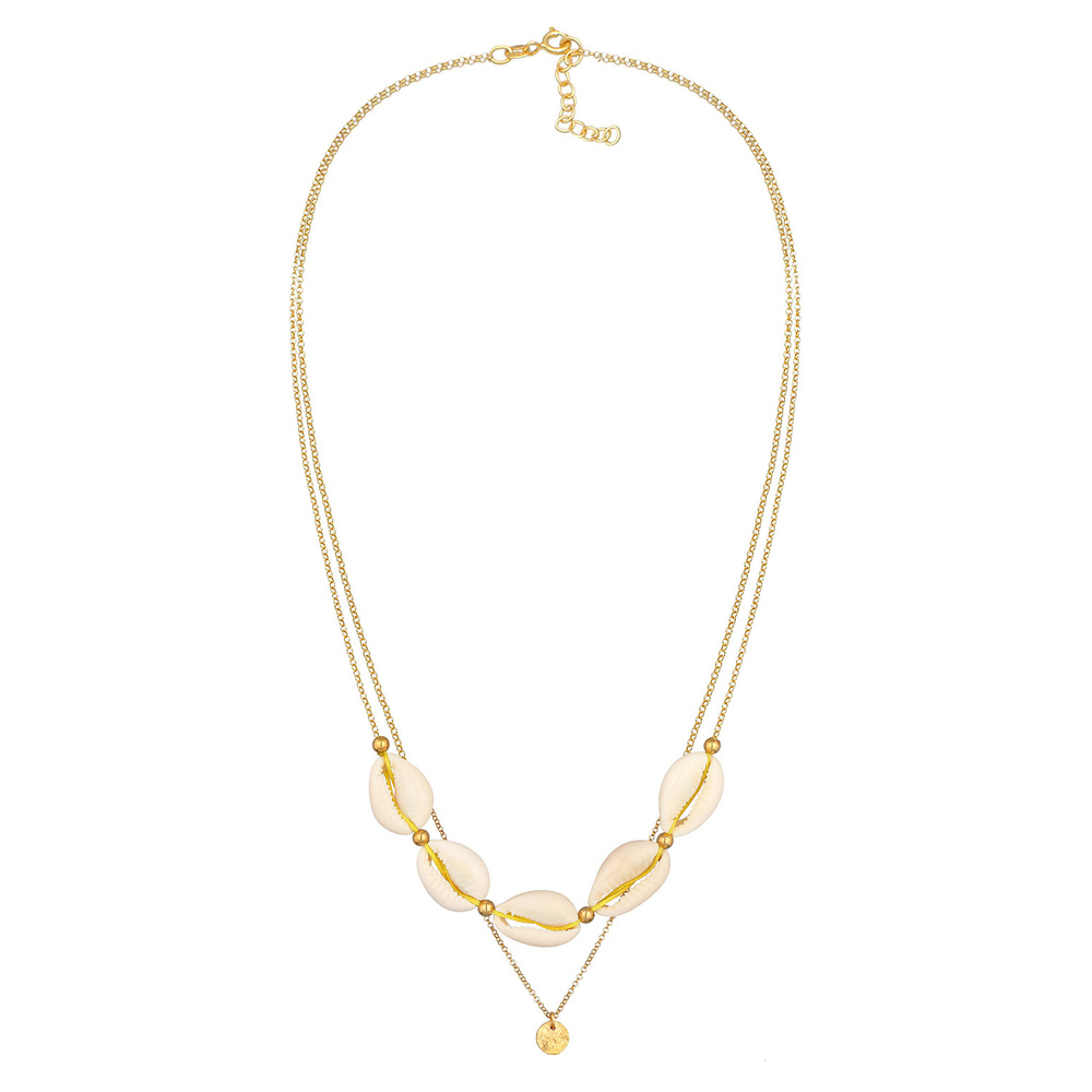 Elli Elli Collier Femmes Choker Couches Monnaie avec Coquillage Cauri en Argent Sterli collier