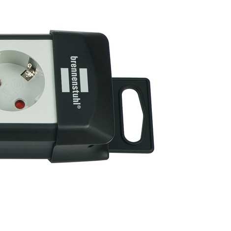 „Brennenstuhl 1951160600 Premium-Line Techniek“ ilgintuvas, 6 kontaktų, juodas, 3 m, H05VV-F 3G1.5, 2 nuolatiniai, 4 perjungiami