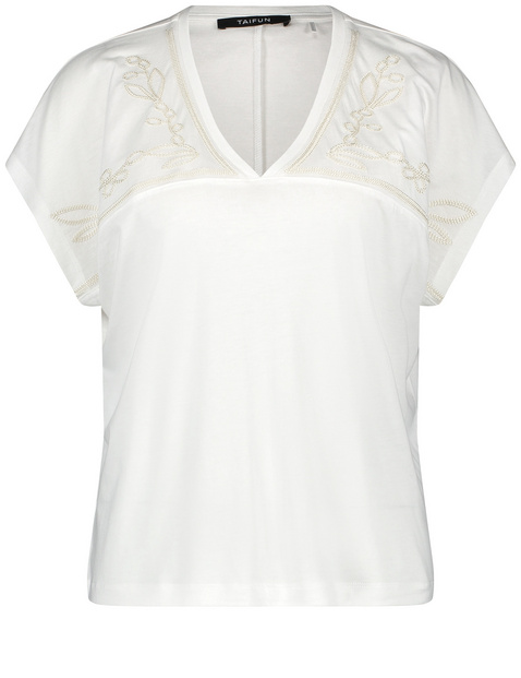 T-Shirt mit floraler Stickerei