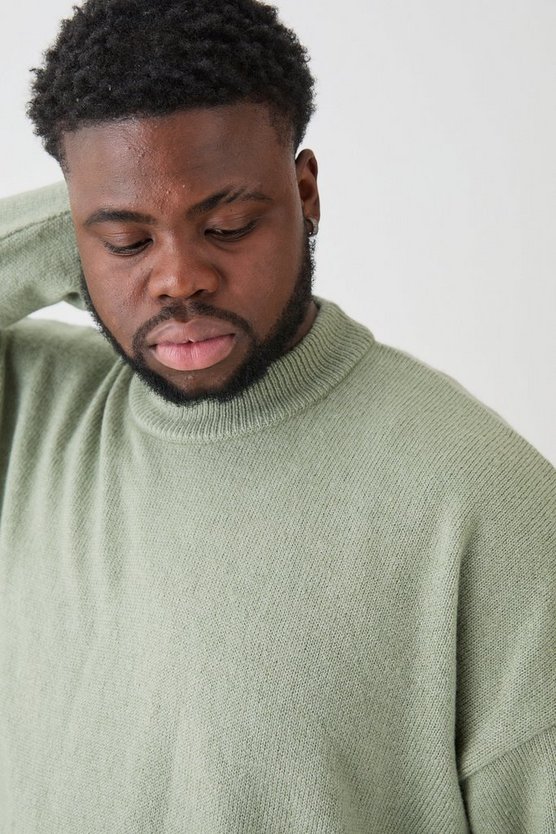 Plus Oversize Strick-Pullover in Sage