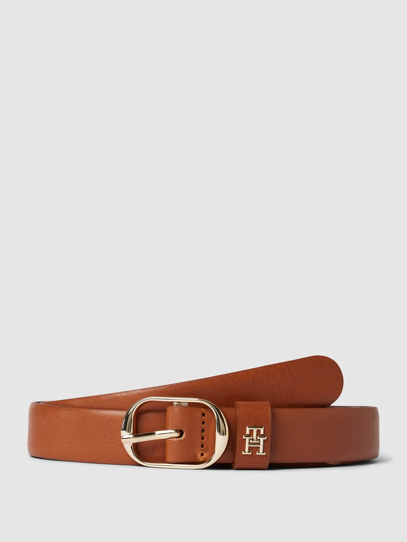 Gürtel aus Leder mit Label-Applikation Modell 'CASUAL' in cognac